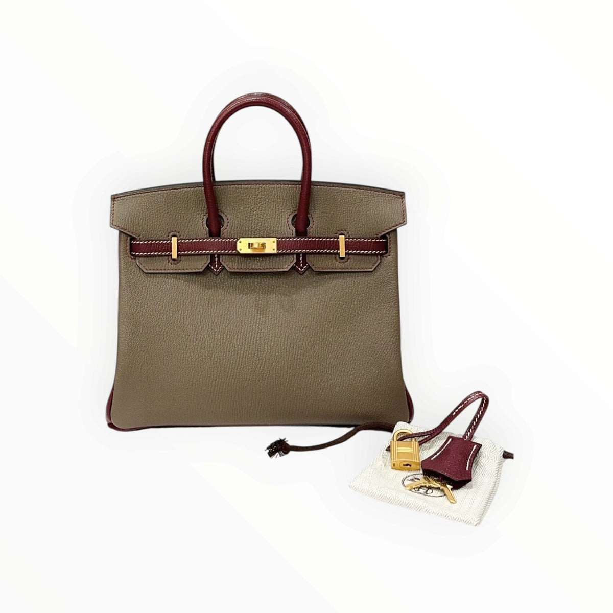 Hermès Birkin 25 HSS Etoupe, Rouge H, Chèvre leather, GHW, Y stamp