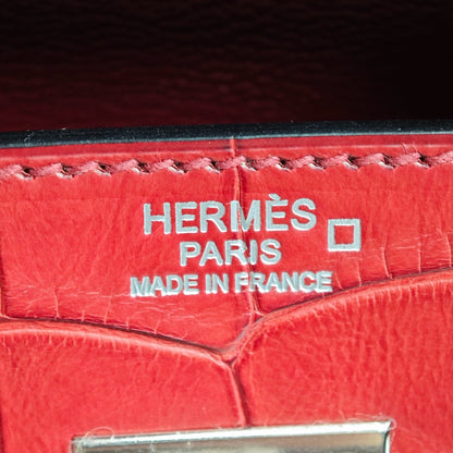 Hermès Birkin 30 55 Rouge Togo & Matte Alligator, Palladium Hardware , R stamp in square, PHW