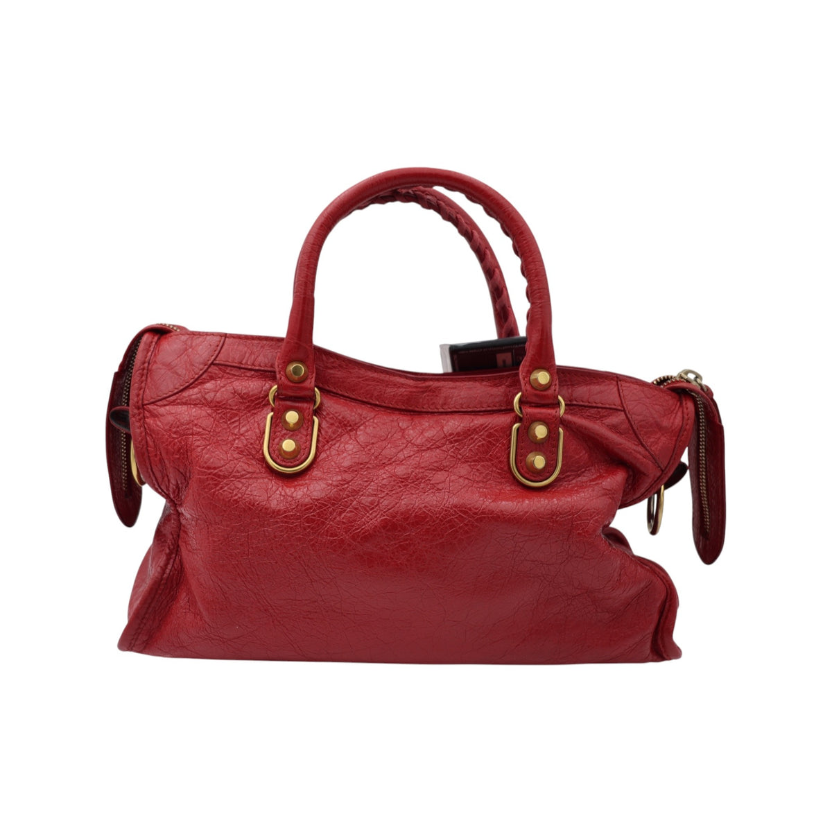 Balenciaga Leather Small Metallic Edge City Bag Red GHW