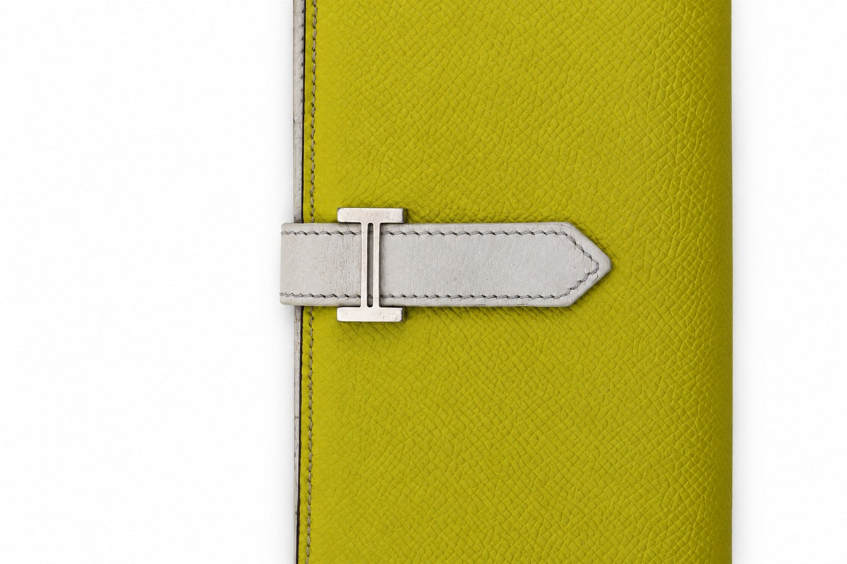 Hermès Leather Béarn Wallet Yellow White PHW
