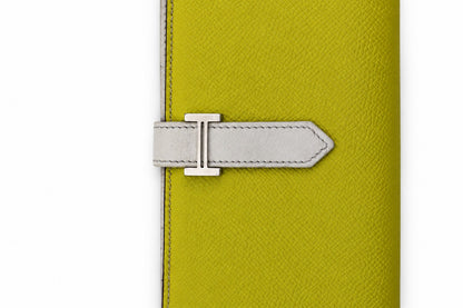 Hermès Leather Béarn Wallet Yellow White PHW
