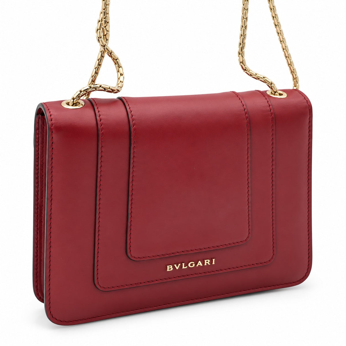 Bvlgari Leather Serpenti Forever Shoulder Bag Burgundy