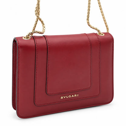 Bvlgari Leather Serpenti Forever Shoulder Bag Burgundy