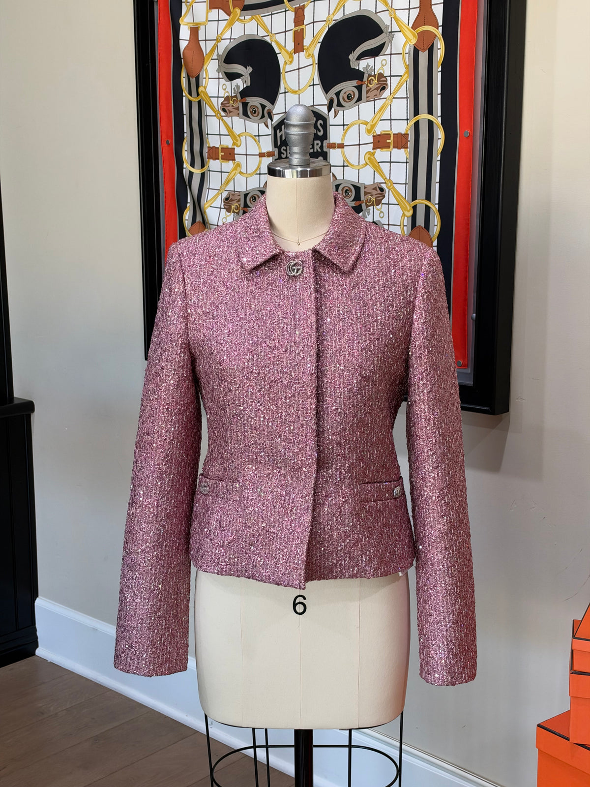 Gucci Pink Crystal GG Jacket