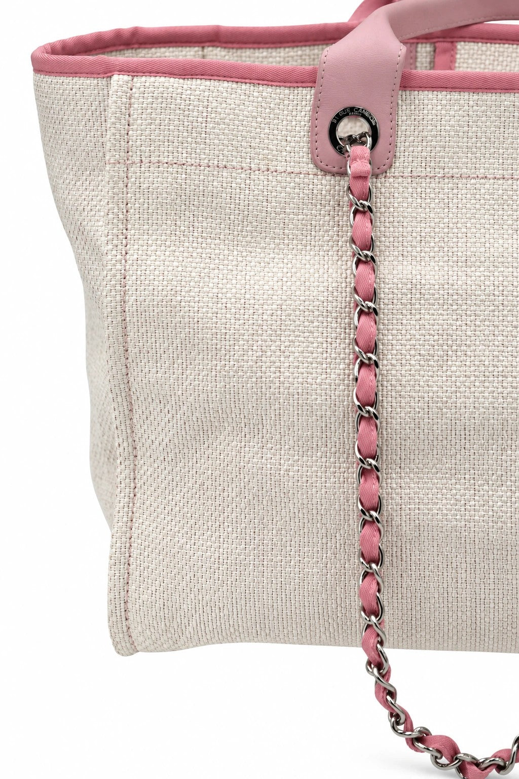 Chanel Canvas Deauville Tote Beige Pink SHW