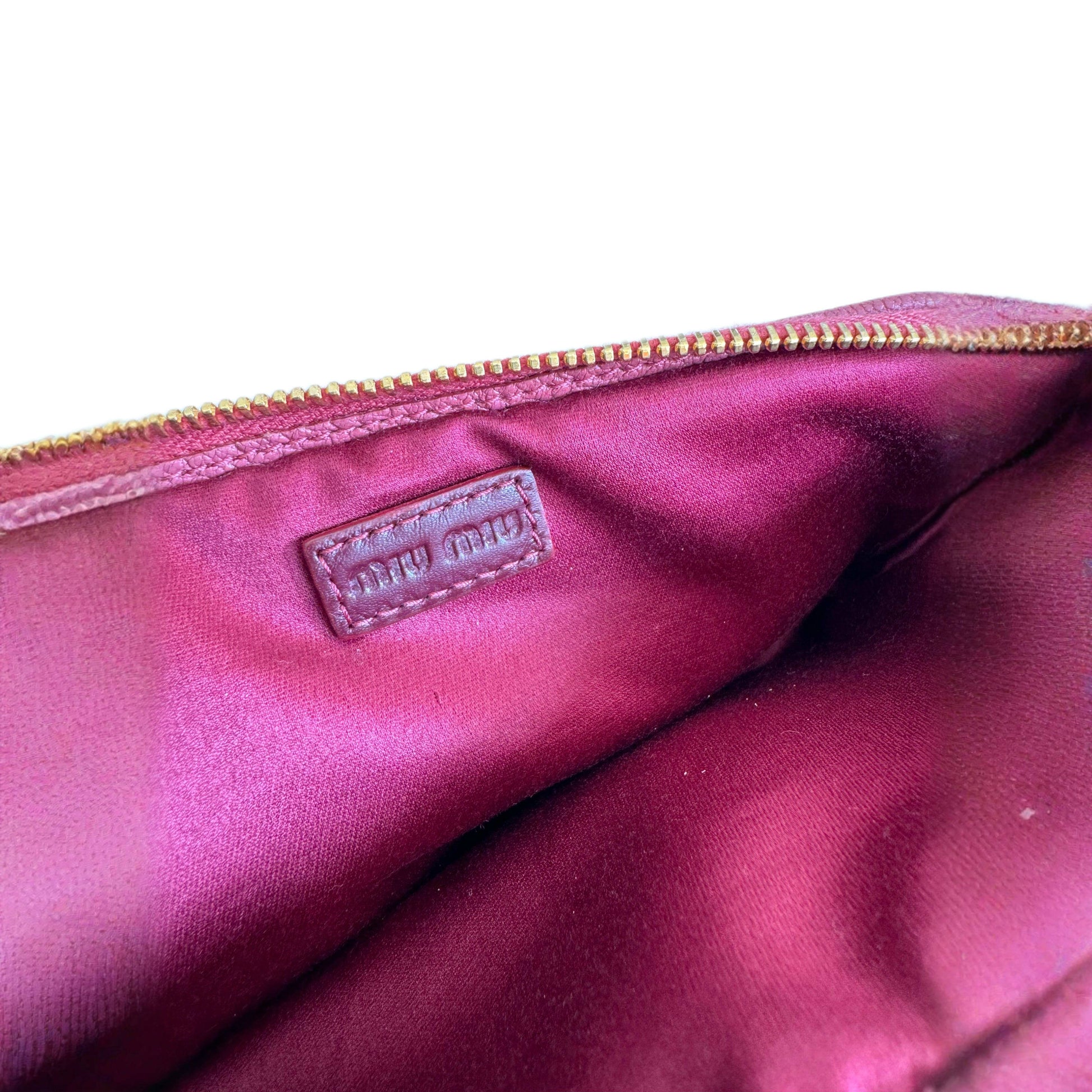 MIU MIU Red Madras Leather Bandoliera Pochette Bag
