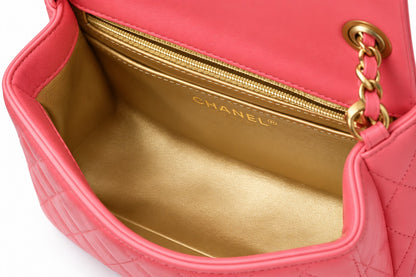 Chanel Quilted Leather Flap Bag Pink GHW