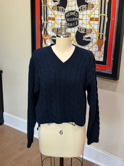 Miu Miu Midnight Blue Jacquard Wool Knit Sweater