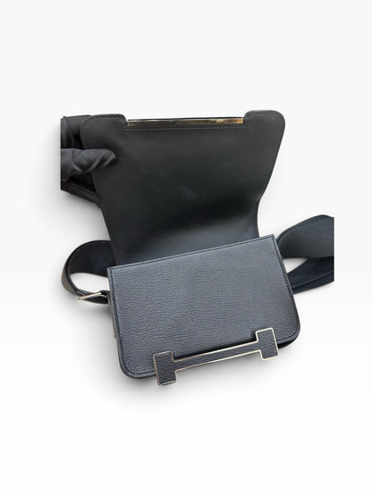 Hermès Geta in Noir Chèvre Leather PHW