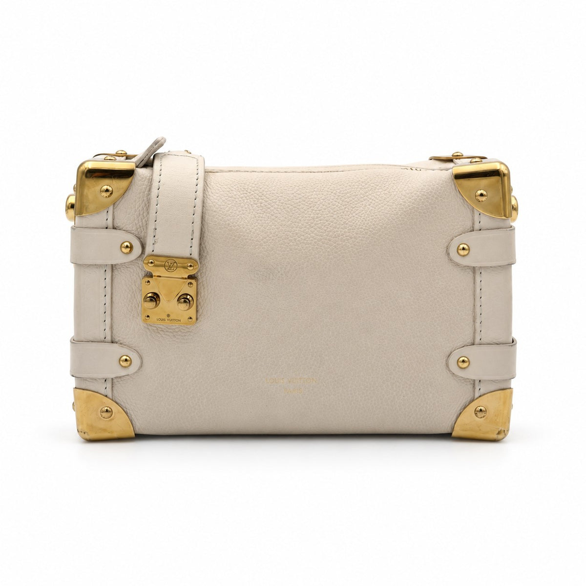 Louis Vuitton Grained Calfskin Side Trunk PM Chalk GHW