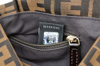 Fendi Tobacco Zucca Canvas and Patent Leather Mia Flap Shoulder Bag