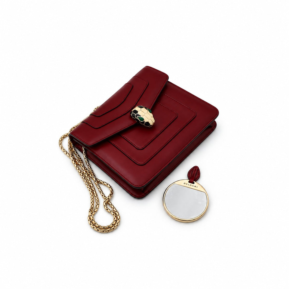 Bvlgari Leather Serpenti Forever Shoulder Bag Burgundy
