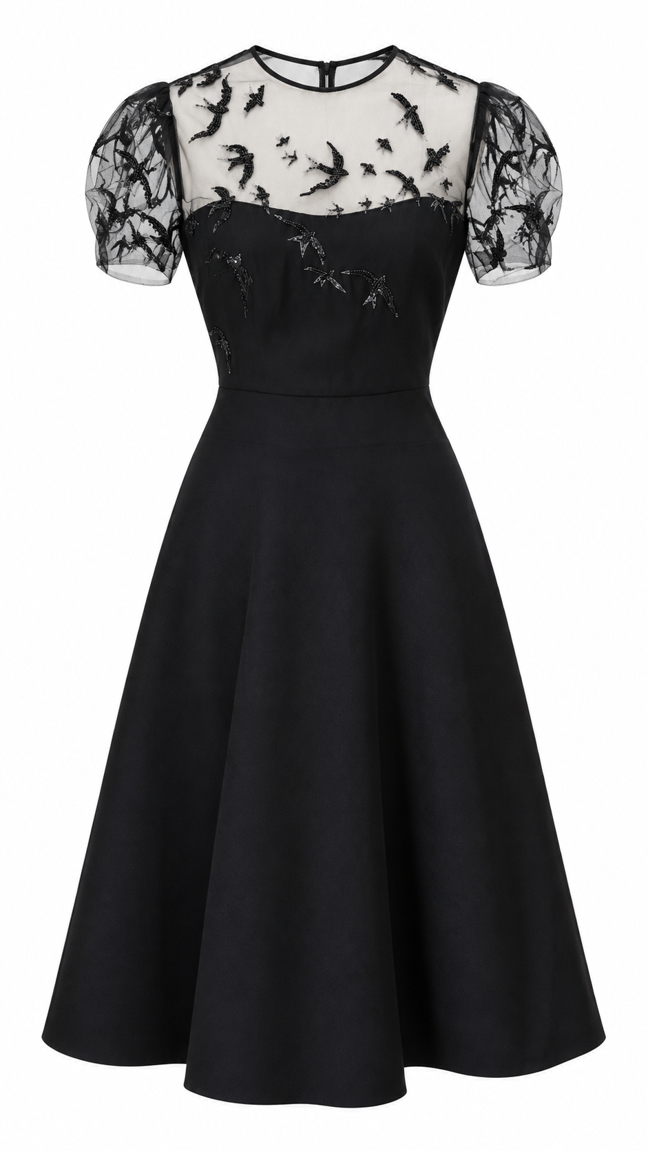 Valentino Black Sequin Embroidered Lace Dress