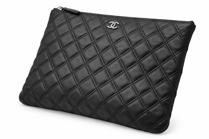 Chanel Quilted Caviar Leather O-Case Clutch Black