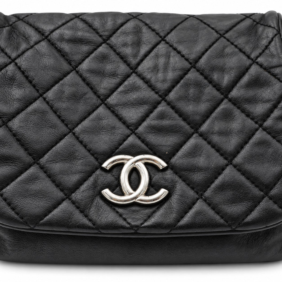 Chanel Quilted Leather Chain Tote Bag Black SHW