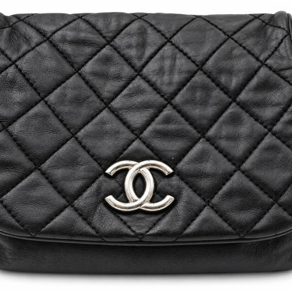 Chanel Quilted Leather Chain Tote Bag Black SHW