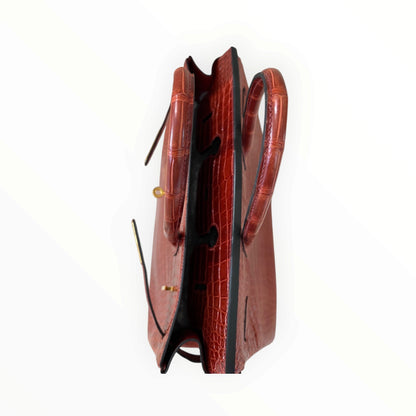 Hermès Birkin 35 Red Shiny Porosus Crocodile GHW