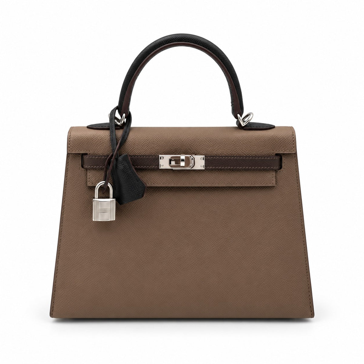 Hermès Kelly Sellier 25 Tri-color Etoupe, Ecorce, Black Epsom Palladium Hardware