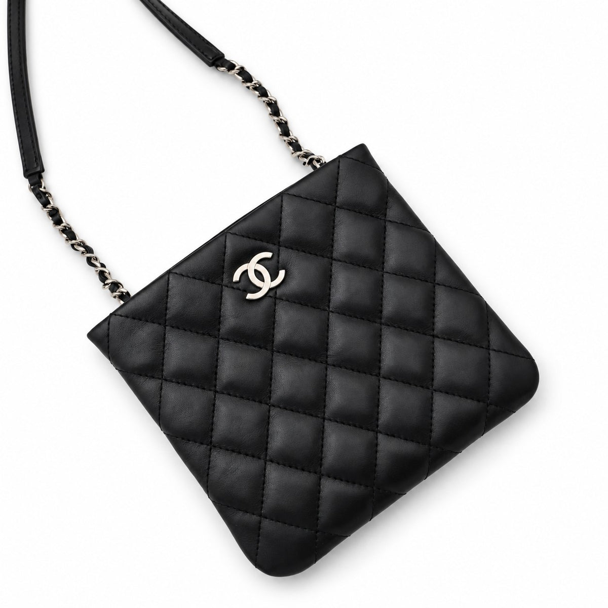 Chanel Quilted Leather Zip Pouch Black SHW