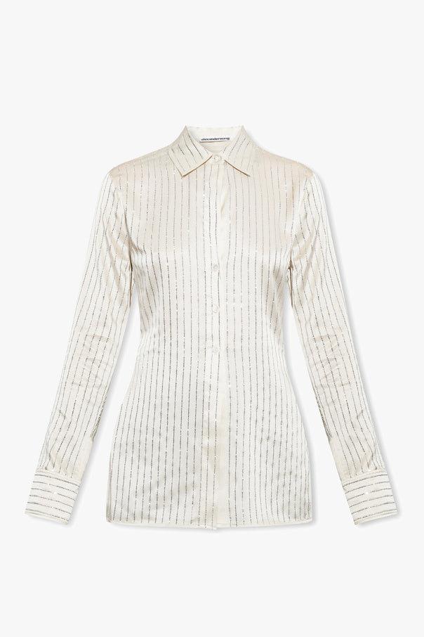Alexander Wang Off-White Crystal Pinstripe Shirt