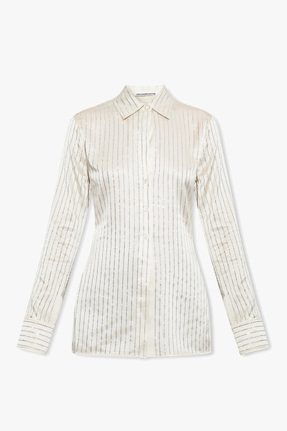 Alexander Wang Off-White Crystal Pinstripe Shirt