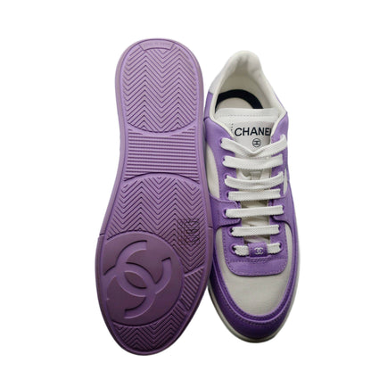 Chanel Cotton Sneakers 39 Purple White