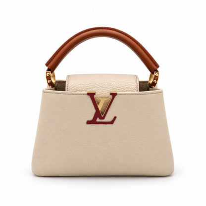 Louis Vuitton Leather Capucines Bag Ivory Brown GHW