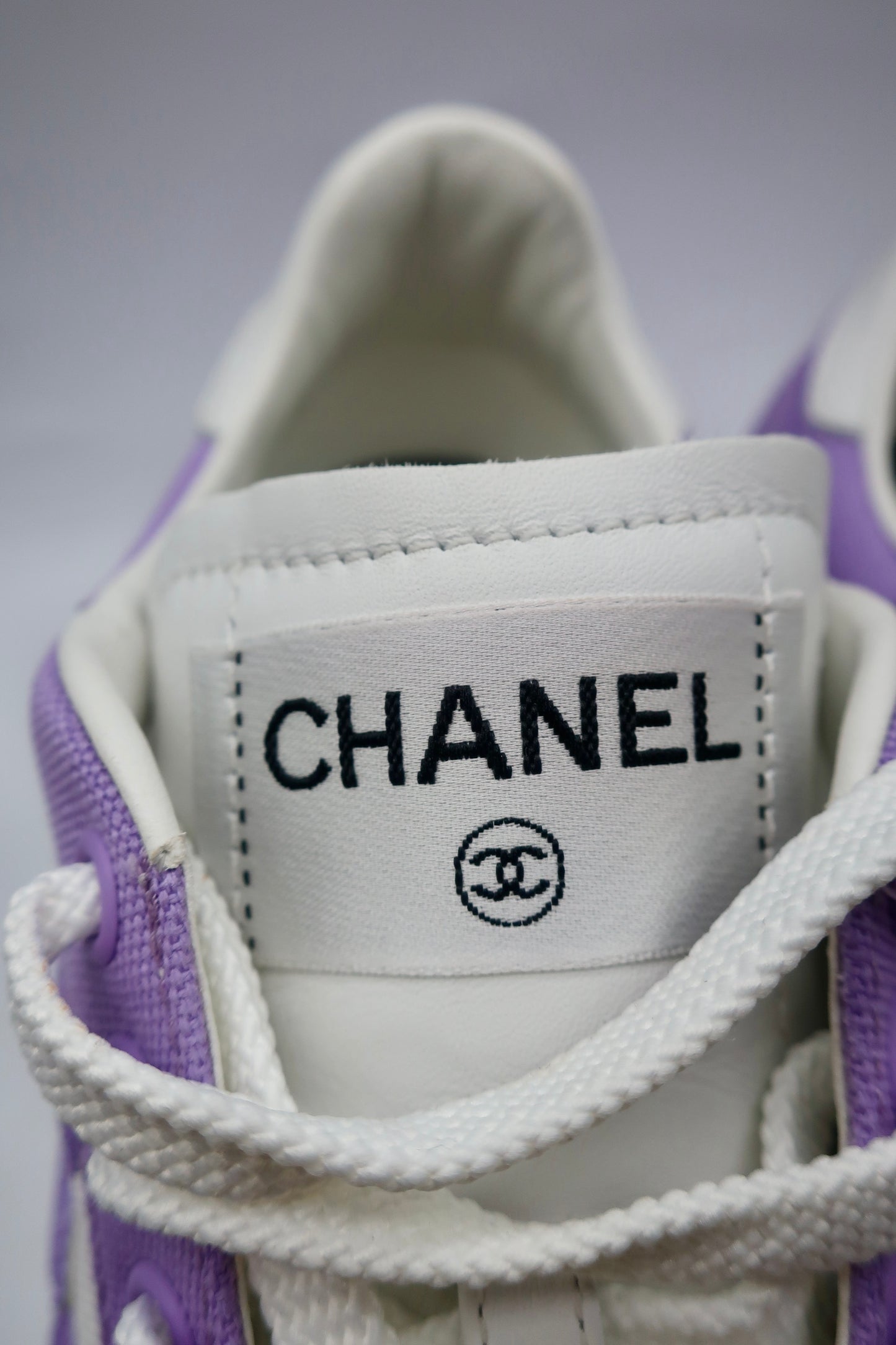 Chanel Cotton Sneakers 39 Purple White