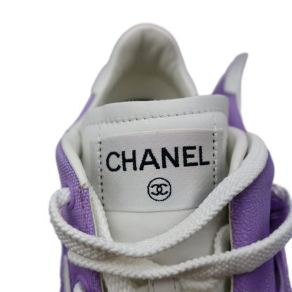 Chanel Cotton Sneakers 39 Purple White