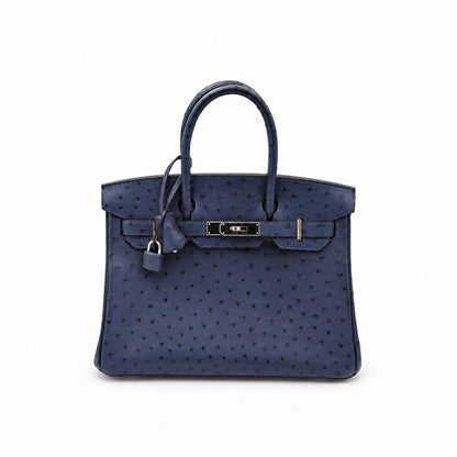 Hermès Birkin 30 Ostrich Bag Navy with Palladium Hardware