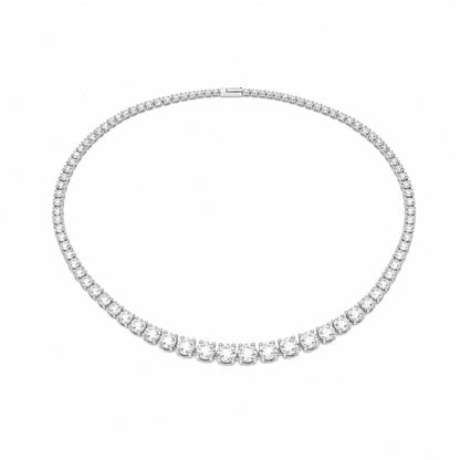 JANARY Round Brilliant 12-Carat Diamond Gradient Tennis Necklace in 18K White Gold