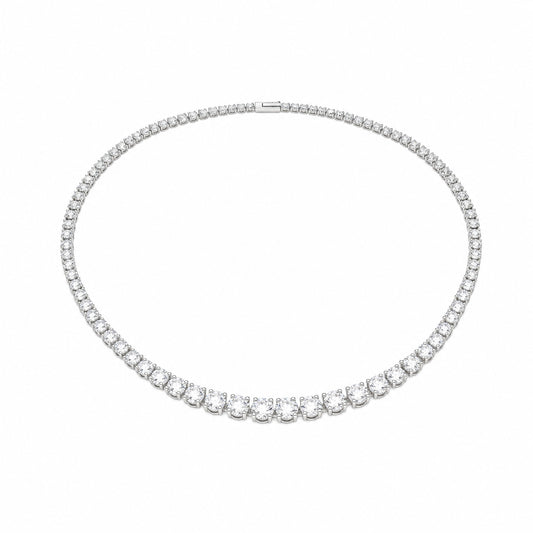 JANARY Round Brilliant 12-Carat Diamond Gradient Tennis Necklace in 18K White Gold