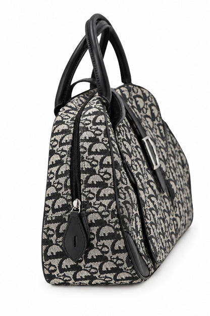 Dior Diorissimo Canvas Frame Satchel Navy Beige SHW