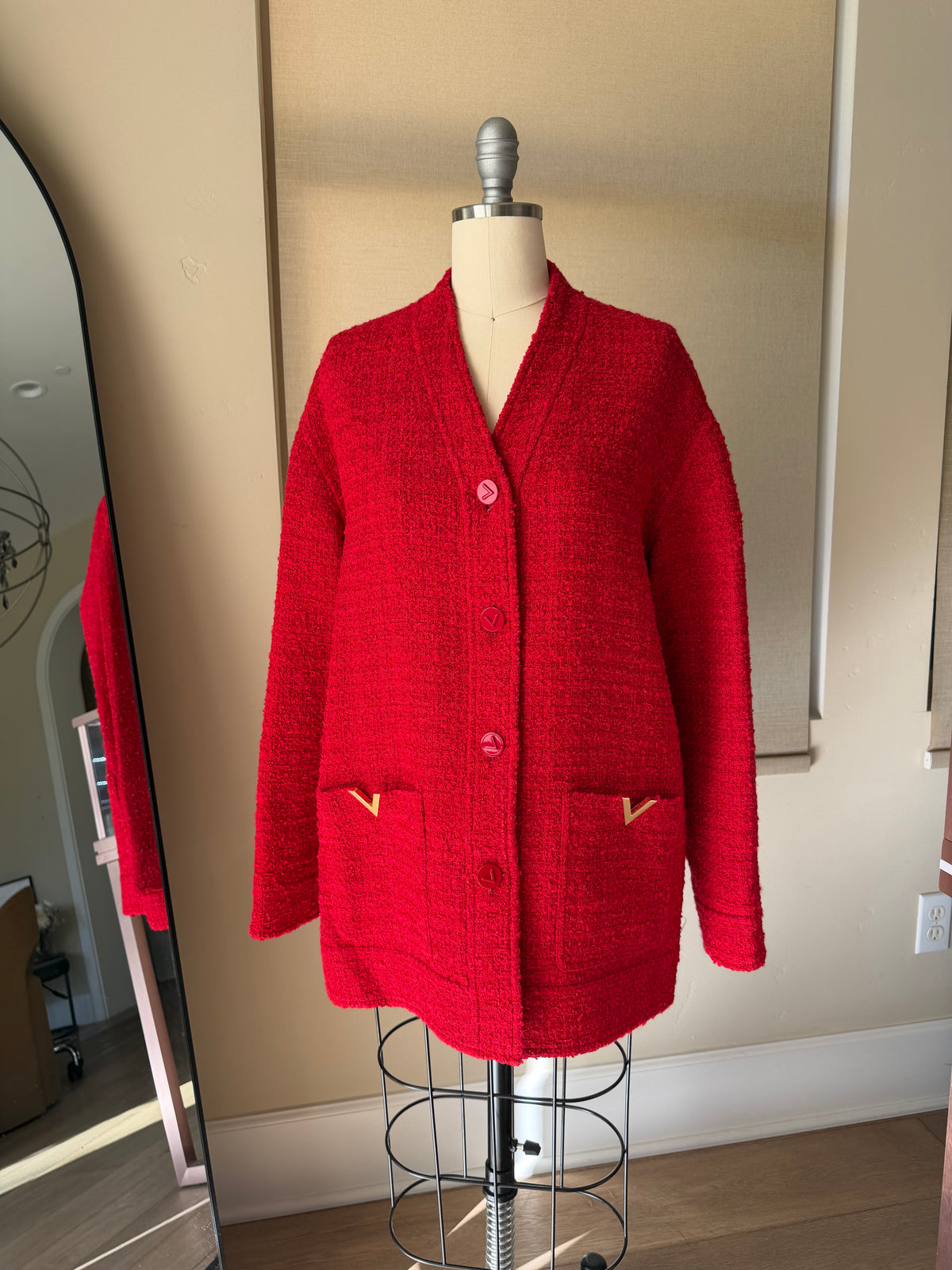 Valentino SS24 Chinese New Year Rosso Tweed Jacket, Skirt & Shorts Set