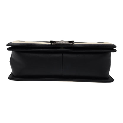 Chanel Black and Ivory Chevron Boy Flap Bag