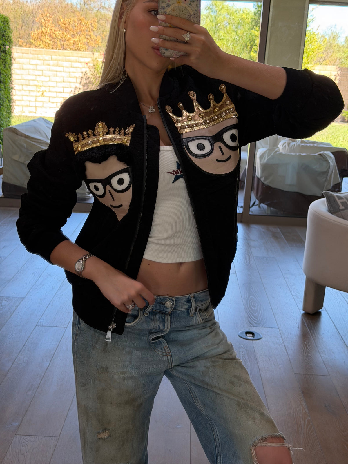 Dolce & Gabbana Black Crown Portrait Jacket
