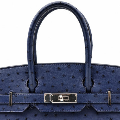 Hermès Birkin 30 Ostrich Bag Navy with Palladium Hardware