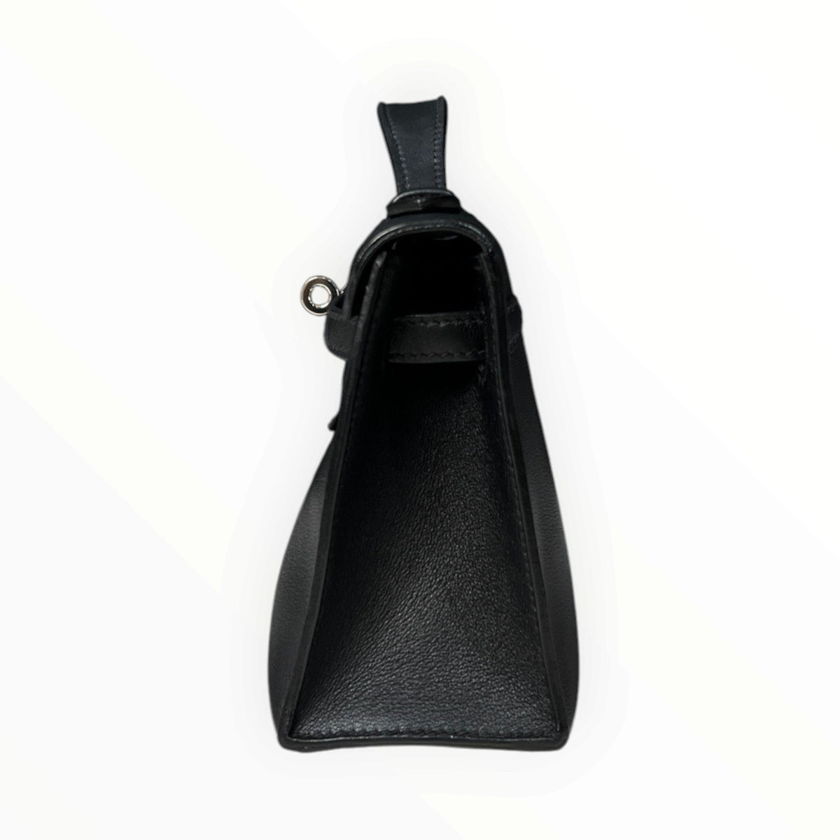 Hermès Mini Kelly I Black Leather, Silver Hardware, D Stamp