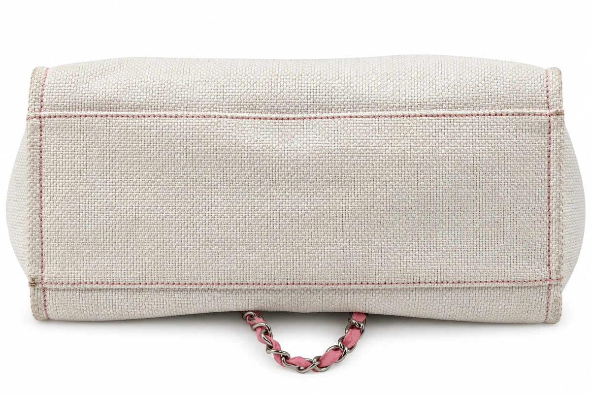 Chanel Canvas Deauville Tote Beige Pink SHW