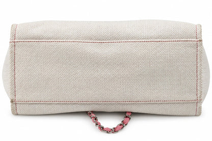 Chanel Canvas Deauville Tote Beige Pink SHW