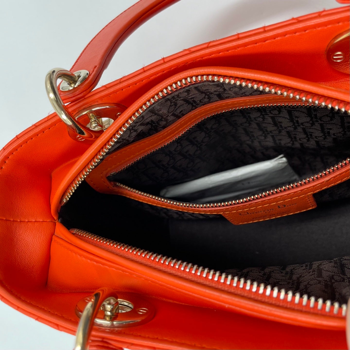 Christian Dior Lady Dior Medium Bag in Orange