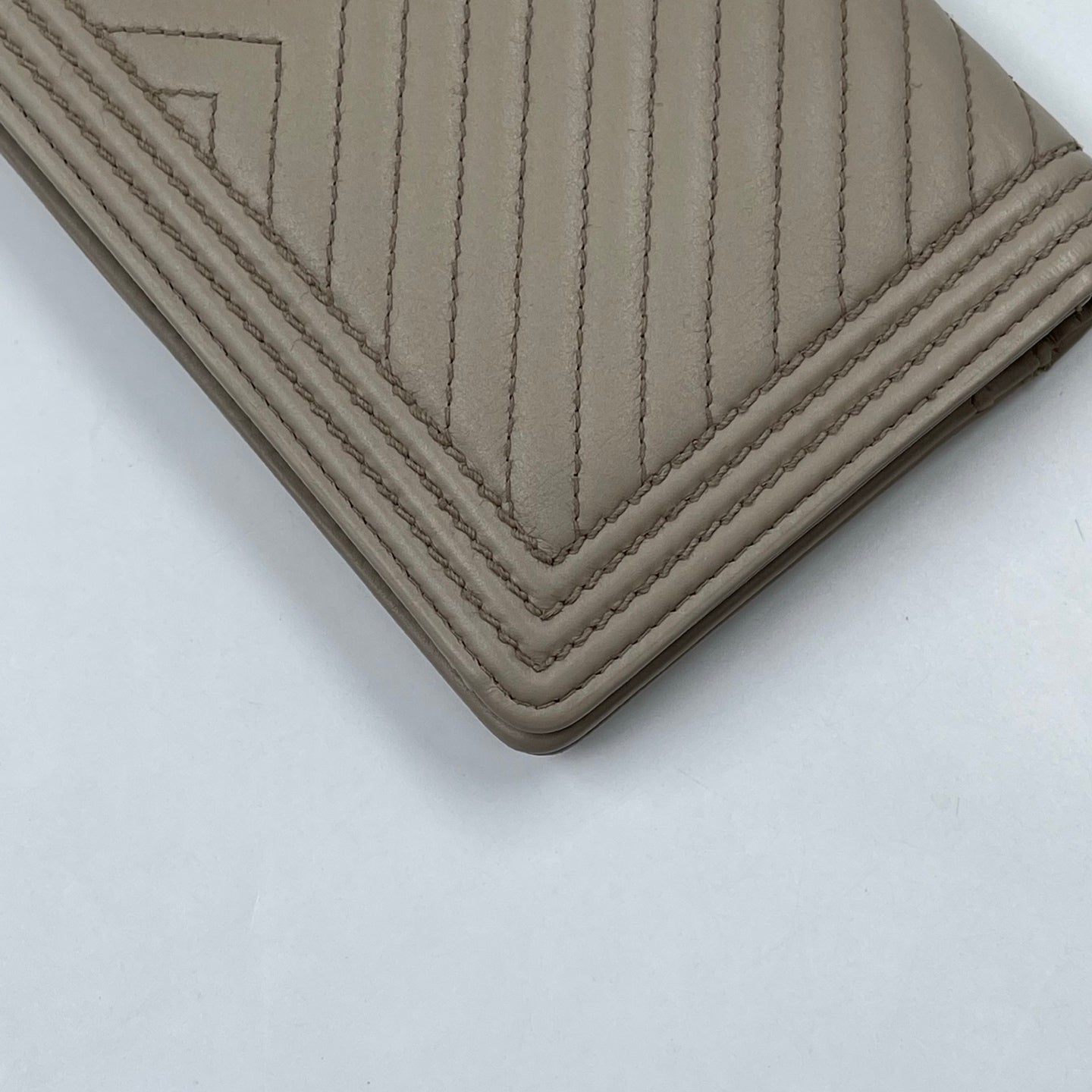Chanel Boy Chevron Wallet in Beige