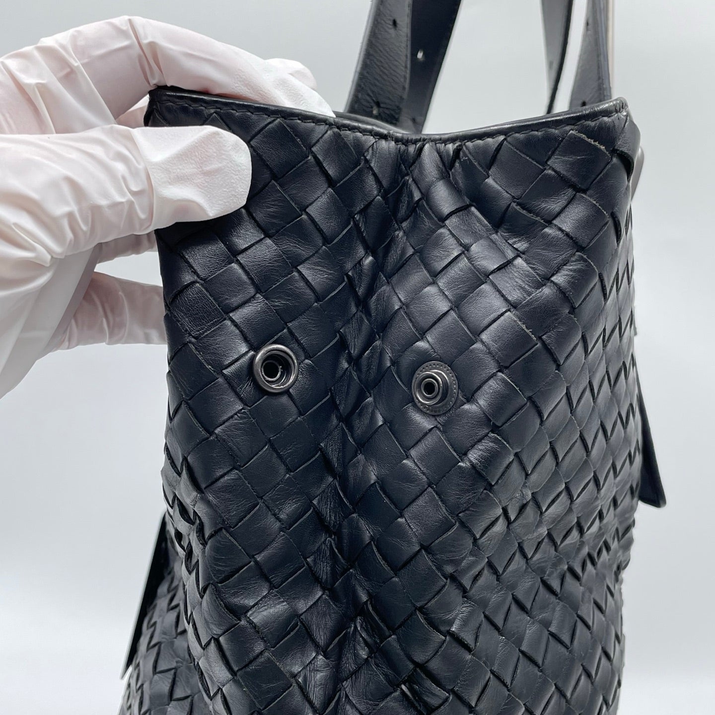 Bottega Veneta Nappa Intrecciato Belted Tote in Black