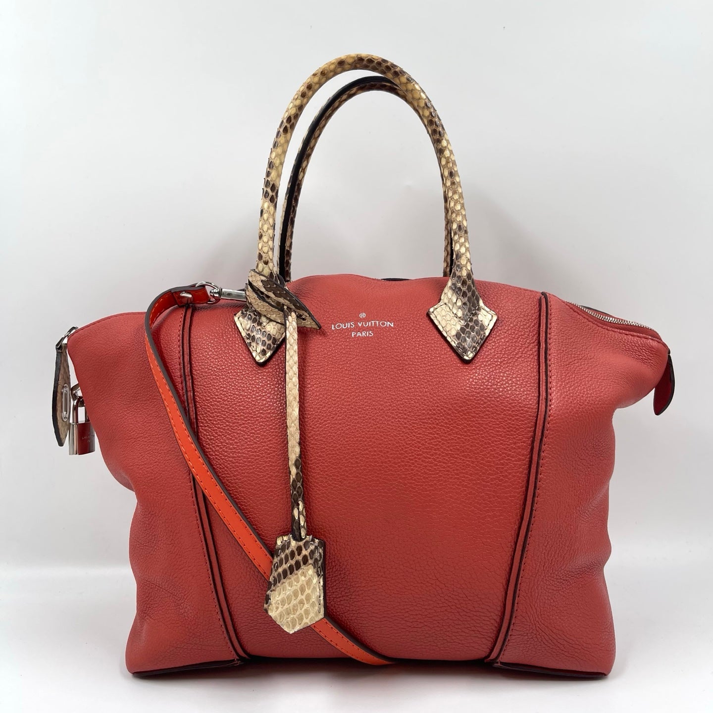 Louis Vuitton Parnassea Lockit PM in Burnt Orange with Python Trim
