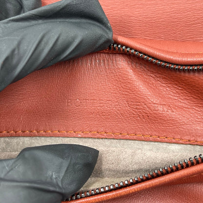 Bottega Veneta Intrecciato Turn-Lock Clutch in Barolo