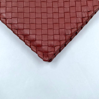 Bottega Veneta Intrecciato Turn-Lock Clutch in Barolo