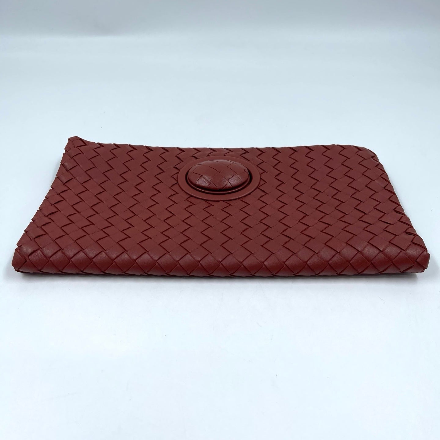 Bottega Veneta Intrecciato Turn-Lock Clutch in Barolo