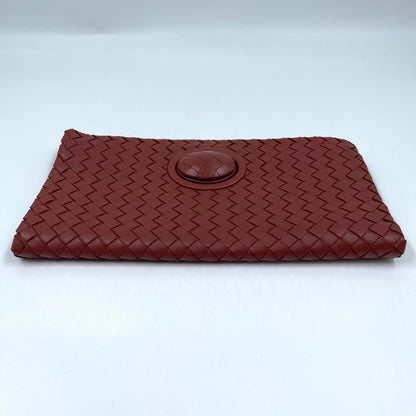Bottega Veneta Intrecciato Turn-Lock Clutch in Barolo