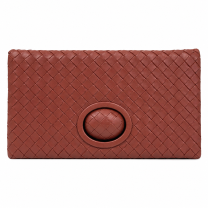 Bottega Veneta Intrecciato Turn-Lock Clutch in Barolo