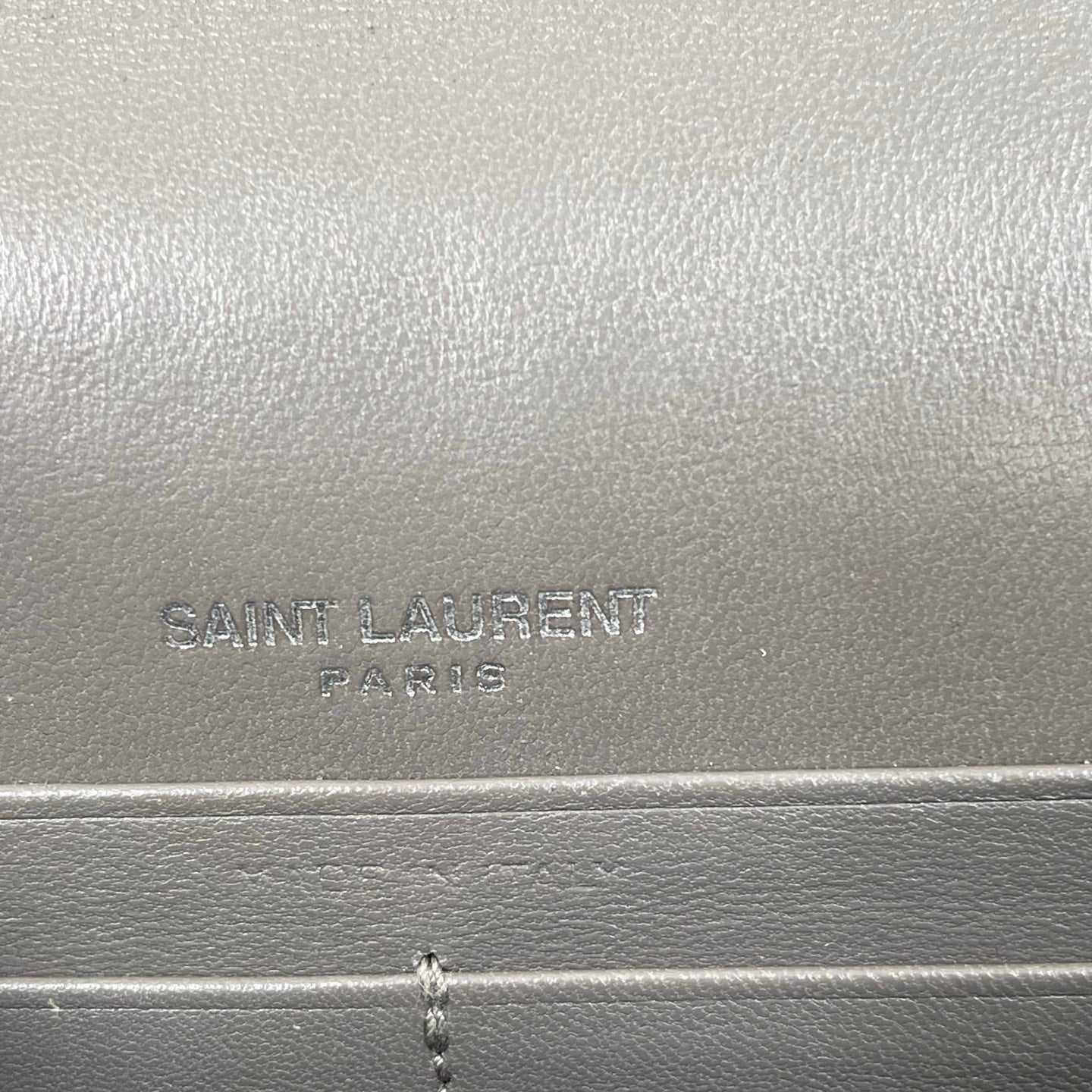 Saint Laurent Kate Tassel Chain Wallet in Fog Grey